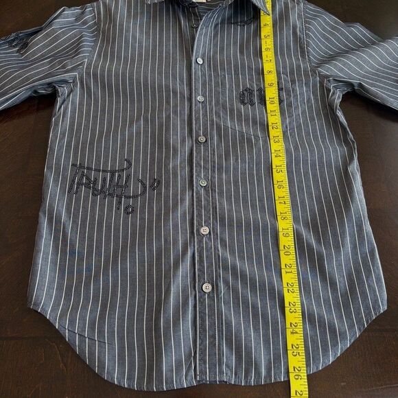 Zadig and Voltaire Taskiz Manifesto Striped Embellished Cotton Button Shirt Sz S - Picture 12 of 12